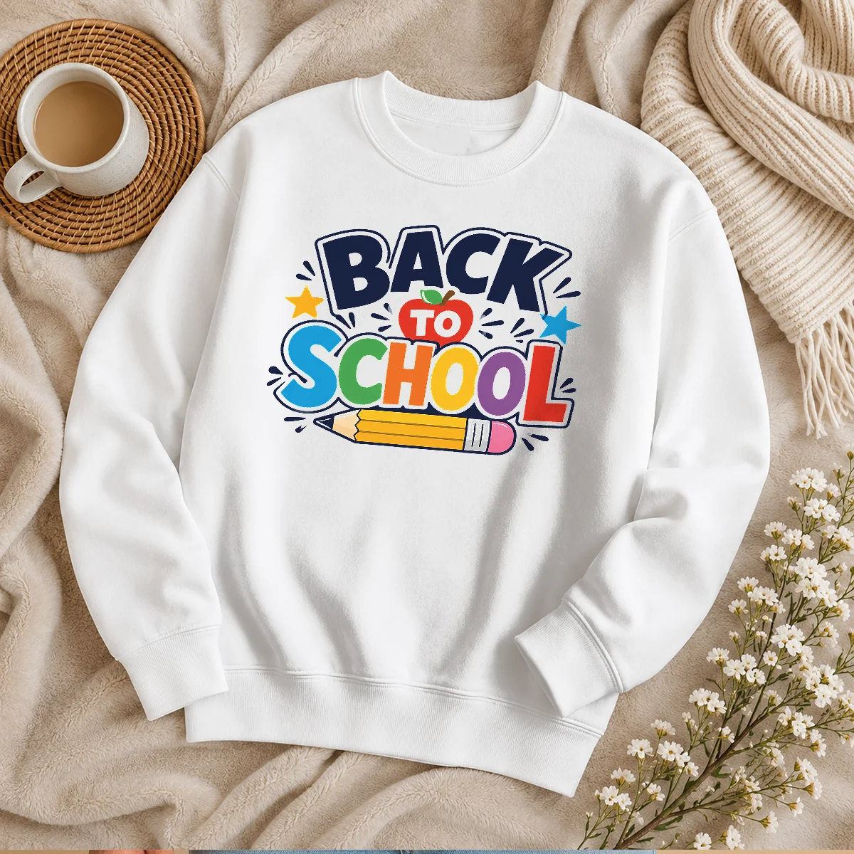 Premium Bold Modern Back To School Orange Circle Sweater